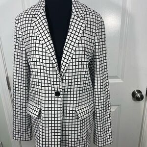 Adrianna Papell Black and White Checkered Blazer Size M
